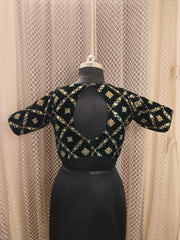 Bottle green velvet Celebrity style blouse