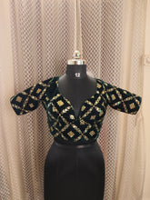 Bottle green velvet Celebrity style blouse