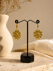 Sunflower earrings 18k gold polished anti-tarnish