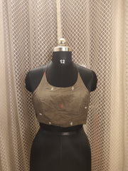Coffee colour Jamdani halter neck backless blouse