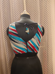 Printed cotton blouse with attached sleeves
