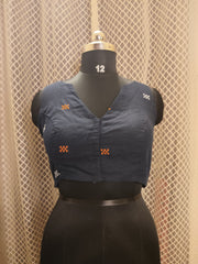 Navy blue Jamdani racer cut blouse