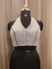 Grey Bagru printed racer back Sleeveless blouse