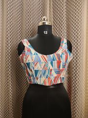 Abstract printed cotton sleeveless blouse