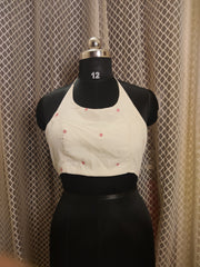 Jamdani halter neck backless blouse