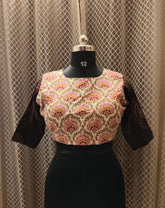 "J " Blouse in brown and pink