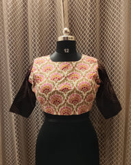 "J " Blouse in brown and pink