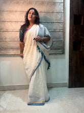 Magenta-Gold-Teal border "Festive Edit" mul cotton saree