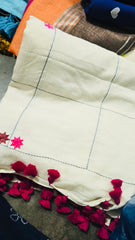Multi pink shaded floral embroidered mul cotton saree