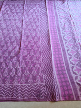 Pink natural dyed block printed Jaipur mulmul saree