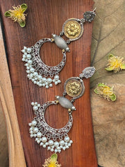 Dual tone silver replica statement earring