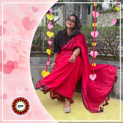 Heart bordered cotton saree