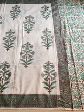 Floral screen print on Jaipur mul mul cotton saree