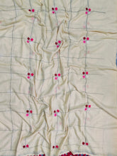 Multi pink shaded floral embroidered mul cotton saree