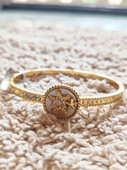 stars with shell stone 18k gold polished on stainless steel