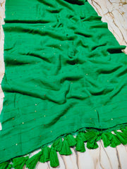 "Jugnu " collection of tiny sequinned mul cotton sarees