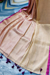 Pink bordered cream " Festive edit " collection of mul cotton saree