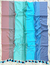 Cassata deep multi colour handloom mul cotton saree