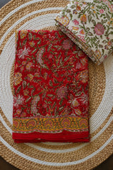 Cotton hand-blocked Kota Doriya sarees with mulmul blouse piece (Sanganeri/Dabu prints)