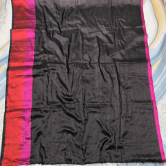 Black with red and pink " Designer Molten metals " collection of Zari- mul saree