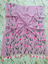 " Niwi Water Lily " Hand Painted mul cotton saree