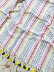 Multi stripes "Office office " collection of mul cotton saree