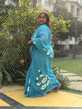 Hand painted " Daisy Nouveau " mul cotton saree