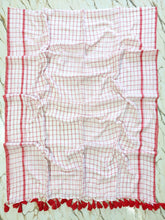 Red bordered big chequred "Office Office " collection of mul cotton saree