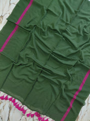 Pink bordered bottle green "Office Offfice " collection of mul cotton saree