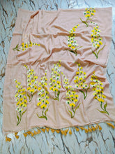Hand painted " Mustard flower " mul cotton saree