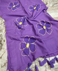 "Periwinkle" handpainted mul cotton saree