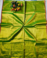 "Molten Metals " zari-mul sarees with thin borders