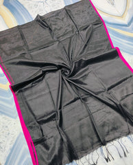 Black zari black thread pink bordered "Molten Metals collection of zari- mul saree