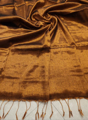 Bronze zari black thread "Molten Metals " collection of zari-mul saree