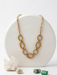 Hammered Shackle 18k gold polished stainless steel chain