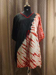 Black red white tie-dyed kaftan-knee length