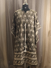 Dark green block printed kaftan - cuff length