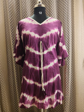 Violet white tie-dyed Kaftan - knee length