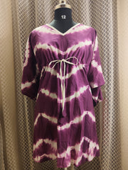 Violet white tie-dyed Kaftan - knee length