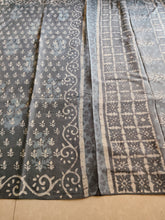 Grey Natural dyed block printed Jaipur mulmul saree