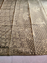 Green natural dyed block printed Jaipur mulmul saree