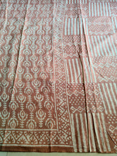 Peach natural dyed block printed Jaipur mulmul saree