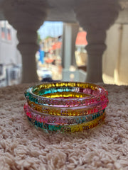 4 light multi jelly glass bangles - design 3