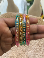 4 light multi jelly glass bangles - design 2