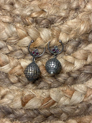 Silver Replica Disco ball dangler earrings