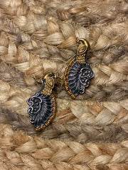 Silver Replica Dual tone Peacock earrings