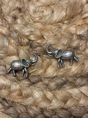 Silver Replica Elephant stud earrings - 1