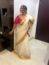 Pink-Gold-Maroon border "Festive Edit" mul cotton saree