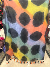 Black with multi colour 'Rangoli" collection of tie dye mul cotton saree