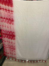 White Red Shibori 'Rangoli" collection of tie dye mul cotton saree